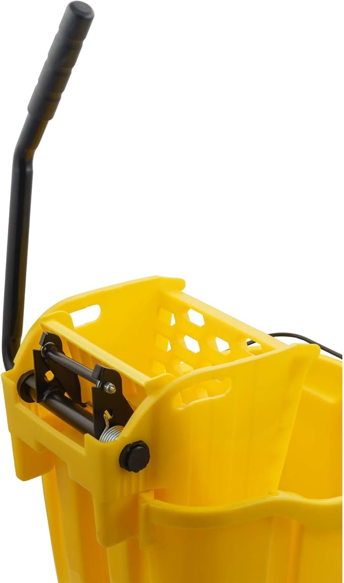 SPARTA OmniFit Mop Bucket System, Durable Mop Bucket, Side Press Wringer, and Soiled Water Insert, Floor Cleaning Essentials for Commercial and Home Use, 35 Qt Capacity, 1 Count, Yellow