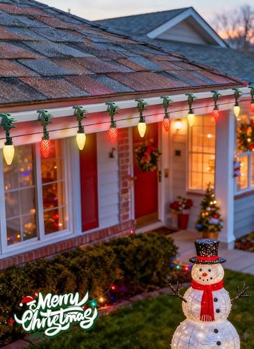C9 Christmas Lights Outdoor, 102FT 150 LED String Lights with Spring Clips