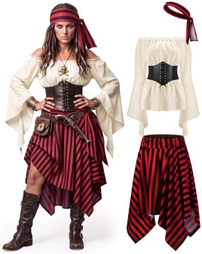 Shihanee Women Pirate Costume Outfits Renaissance Halloween