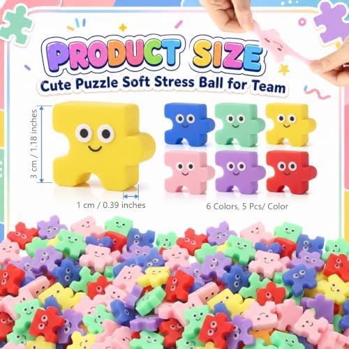 Thenshop 30 Pcs Puzzle Piece Ball 6 Colors Staff Appreciation Gifts