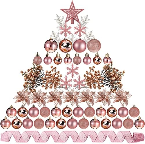 Sratte 94 Pcs Christmas Tree Ornaments Decoration Set, Rose Gold