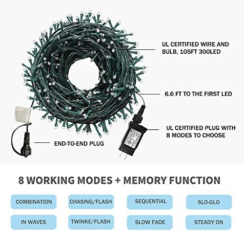 300 LED Multicolor Christmas Lights Christmas Tree Light Outdoor
