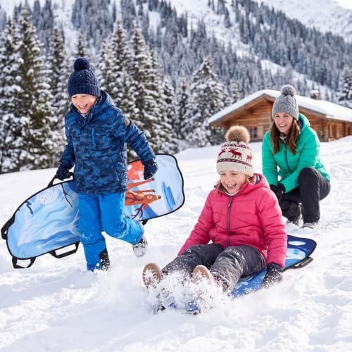 Vinsot 2 Pack 45” Foldable & Roll-Up Snow Sled for Kids Adults