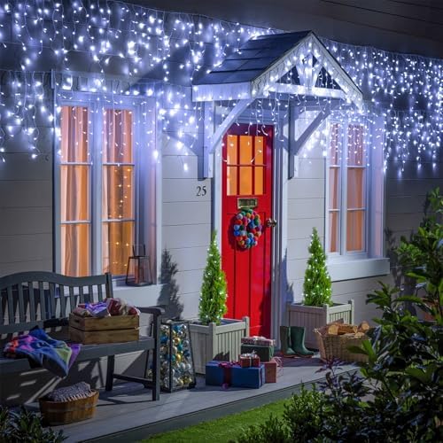 White Christmas Lights Outdoor 99ft 1216LED Icicle Lights Twinkle Xmas