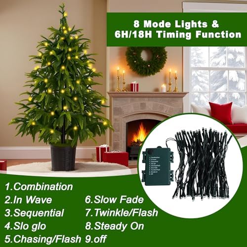3FT Prelit Artificial Norfolk Pine Christmas Potted Tree with 100 Tips