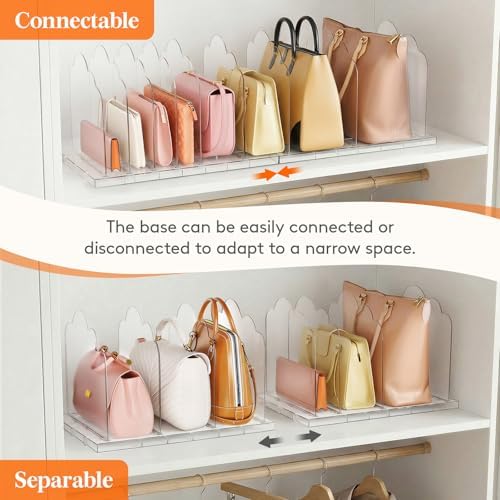 Lifewit Purse Organizer for Closet, 9.7" Tall Clear Handbag Shelf Dividers