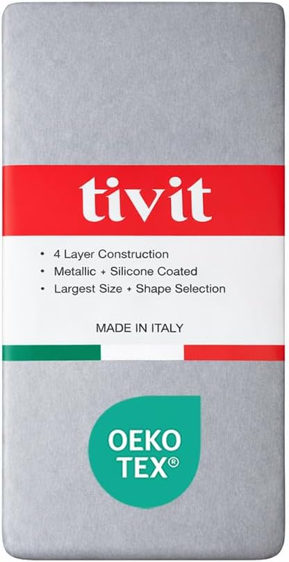 TIVIT Rectangular Ironing Board Cover for Sullivans Ironing Board - AlumiTek Coating, Thick Padding, Scorch Resistant, Elastic Edge, 59x22 - Made in Italy
