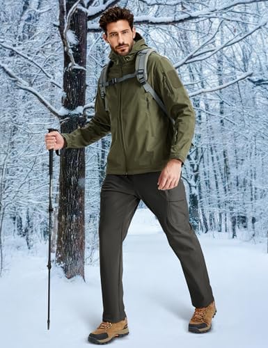 MAGCOMSEN Snow Pants for Men Fleece Lined Softshell Winter Men's Ski Pants