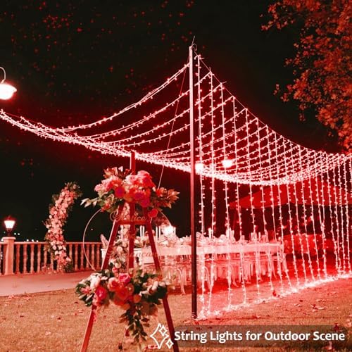 2 Pack 200 LED Battery Operated String Lights, Twinkle Fairy Lights Red
