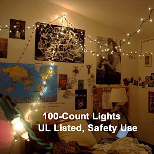 Brizled Incandescent Christmas Tree Lights, Clear White, 21 ft, 100 Count
