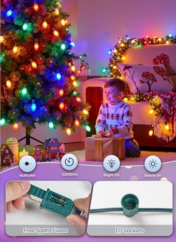 Vintage Christmas Lights Outdoor, 200Ft C9 String Lights with 100 LED Bulbs