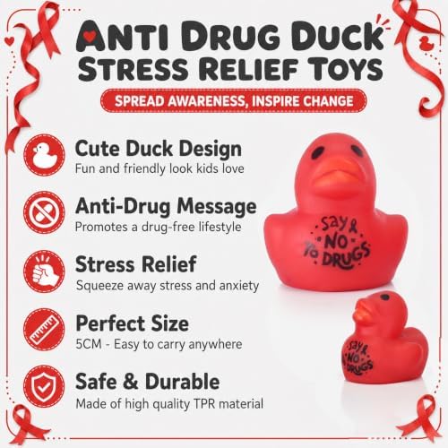 Thenshop 50 Pcs Red Ribbon Week Freeze Drugs Duck Ball Bulk