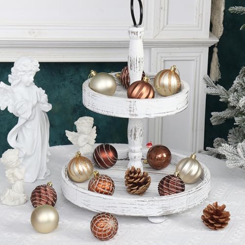 100Pcs Christmas Ball Ornaments Set, Assorted Shatterproof Christmas Ornament, Christmas Tree Theme Hanging Decoration for Xmas Holiday/Party/Wedding (Gold and Brown)