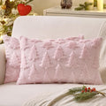 MIULEE Christmas Throw Pillow Covers Pink Set of 2 12x20 Lumbar