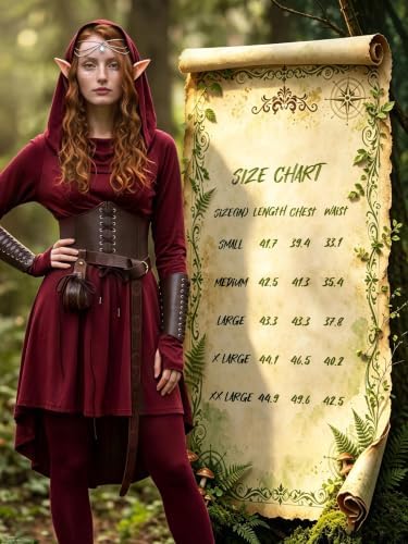 10 Pcs Women Renaissance Halloween Fairy Costume Medieval Hooded Elf Dress