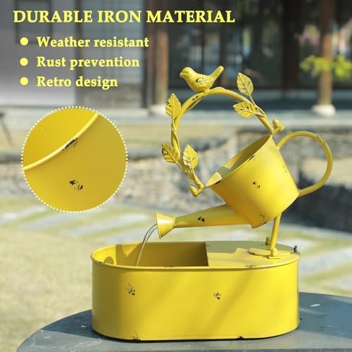 Metal Solar Water Fountain with Backup Battery, Solar Bird Bath Fountain