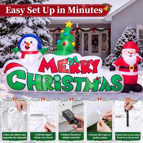 TOWPONICS 9.5FT Christmas Inflatable Outdoor Decoration Santa & Snowman