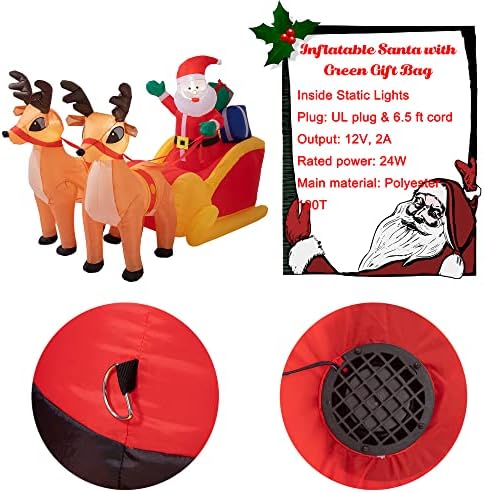 Sunnyglade 4.5x7FT LED Christmas Inflatables Santa & Reindeer Outdoor Decor