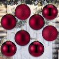Wettarn 8 Pcs 6" Burgundy Christmas Tree Plastic Ball Ornaments