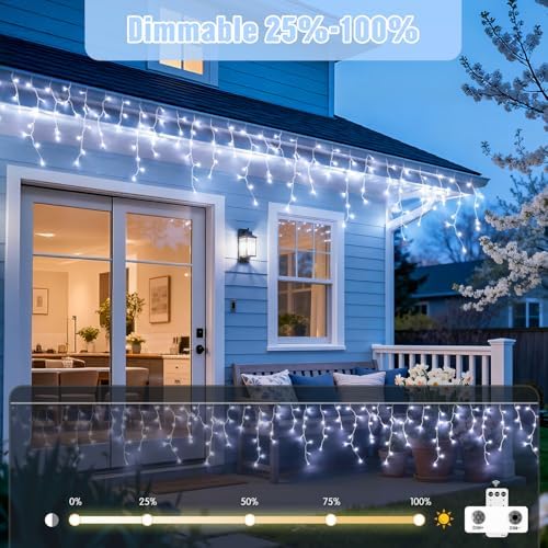 JMEXSUSS 38.8ft 400 LED White Icicle Lights, Christmas Lights Outdoor