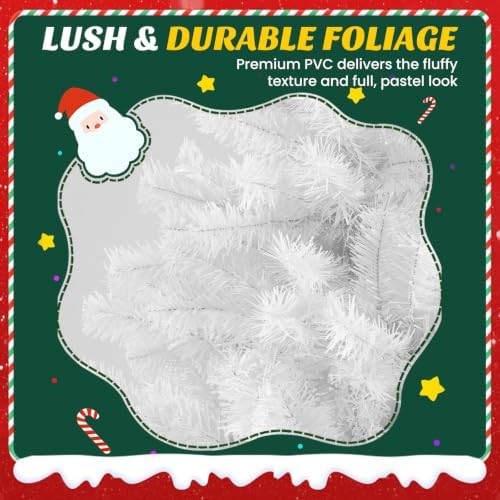 DUMOS 4.5 Ft Pre-lit Christmas Tree, White Artificial Xmas Tree