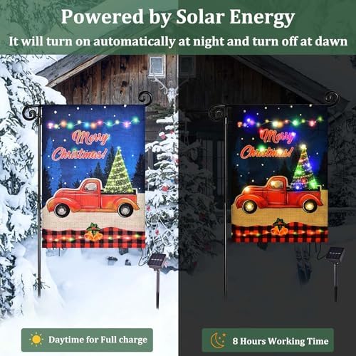 Lighted Christmas Truck Garden Flag Outdoor Decor, 28x40 In