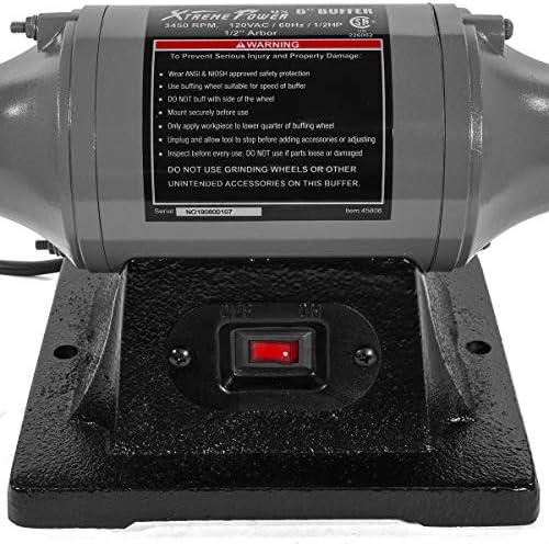 XtremepowerUS 6" Bench Buffer Polisher, 1/2 HP Bench Polishing Machine, Heavy-Duty Metal Buffer Grinder with Dual Buffing Wheels for Stainless Steel, Aluminum, Chrome & Automotive Parts