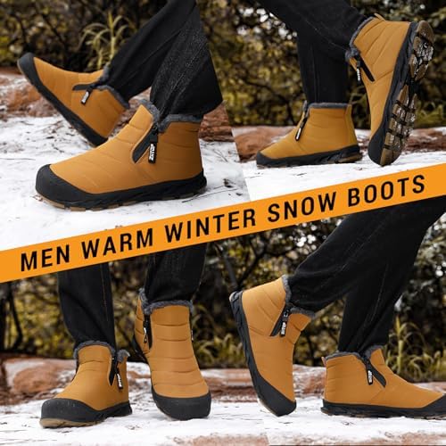 ziitop Snow Boots Mens Waterproof Winter Boots Fur Lined Warm Ankle Boots