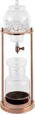 Cold Brew Coffee Maker, 600ml/20.3Oz Iced Coffee Maker Machine Slow Drip Tower, Stainless Steel Ice Dripper Coffee Maker Machine with Measuring Spoon, 6-8 Cups, for Home, Office, Cafes (Gold)