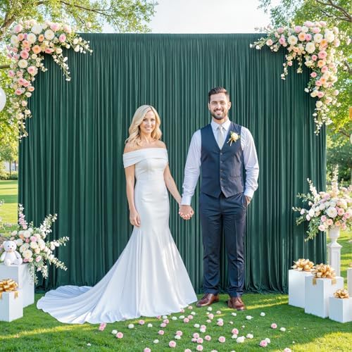Hunter Green Backdrop Curtain for Parties Wrinkle Free Dark Green Photo Curtains Backdrop Drapes Fabric Decoration for Baby Shower Birthday Party Photography 5ft x 7ft,2 Panels