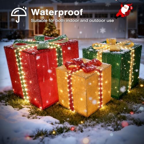 4.9FT Large Christmas Lighted Gift Boxes - 505 LEDs Outdoor Decoration