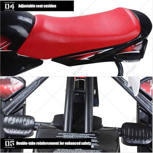 NYANS Snow Sleds,Snow Racer Sled, Ski Sled Slider Board with Steering Wheel, Retractable Pull Rope, Snowmobile Snow Bike Red
