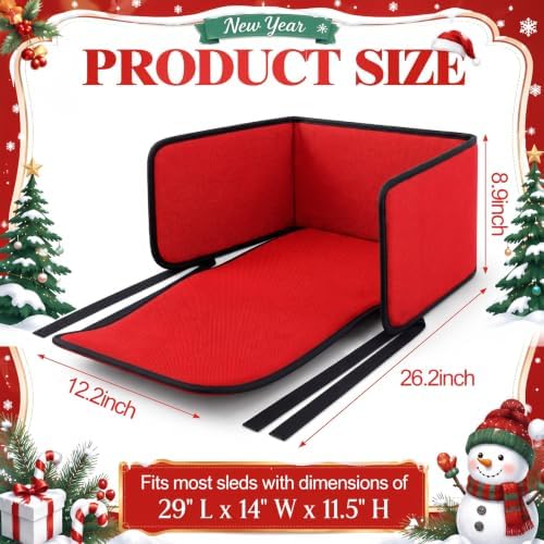 Snow Sled Cushion Pad Mini Toboggan Sled Pad with Seat Belt