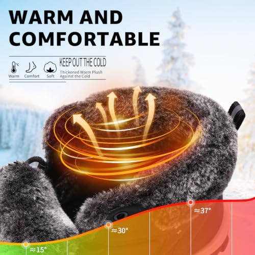 Littleplum Womens Snow Boots - Warm Fur Line Anti Slip Winter Short Boots Comfortable Lace Up Ankle Booties for Outdoor Hiking