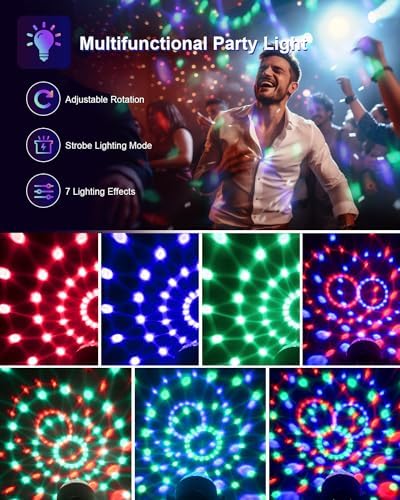 Luditek Sound Activated Party Lights with Remote DJ Lighting, Disco Ball Strobe Stage Light for Home Room Dance Parties Birthday Karaoke Stocking Stuffers New Years Eve Halloween Christmas Decorations