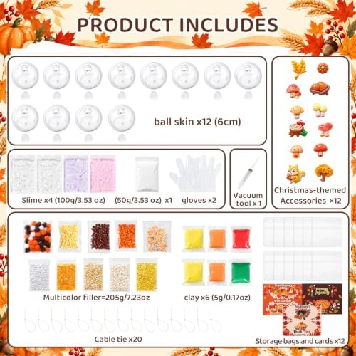 12 Set Thanksgiving DIY Stress Ball Making Kit Squeeze Craft Gift