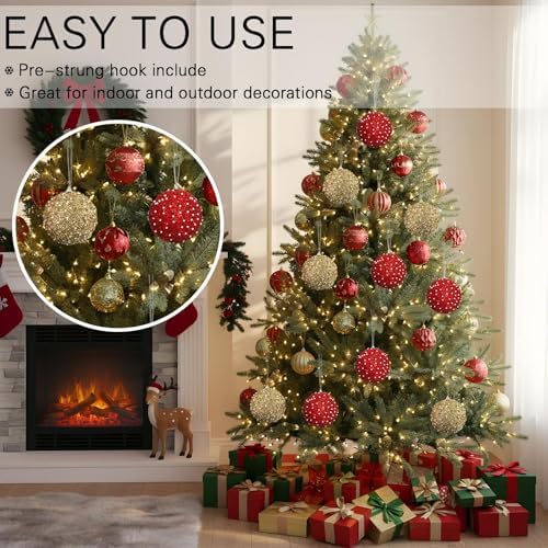 Lyrow 24 Pcs 4" Christmas Ball, Gold,Red