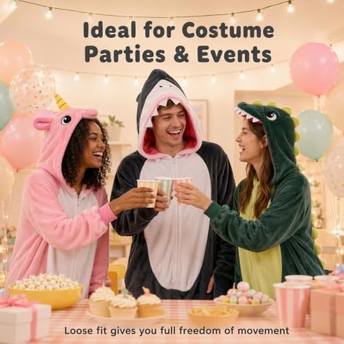 Snug Fit Unisex Adult Onesie Pajamas, Flannel Cosplay Animal One Piece Halloween Costume Sleepwear Homewear