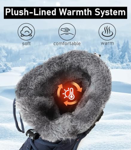ziitop Men's Winter Snow Boots Waterproof Warm Fur Lined Insulated Boots