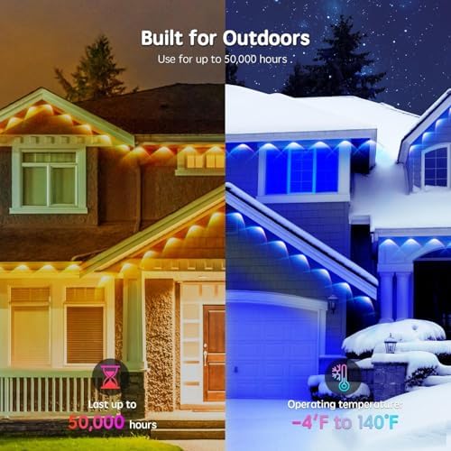32.8FT Permanent Outdoor RGB Lights,IP67 Waterproof Smart LED Eaves Lights with App/Remote Control,for Christmas and All Holiday Decor,Daily and Accent Lighting,House Roof and Garden Lighting