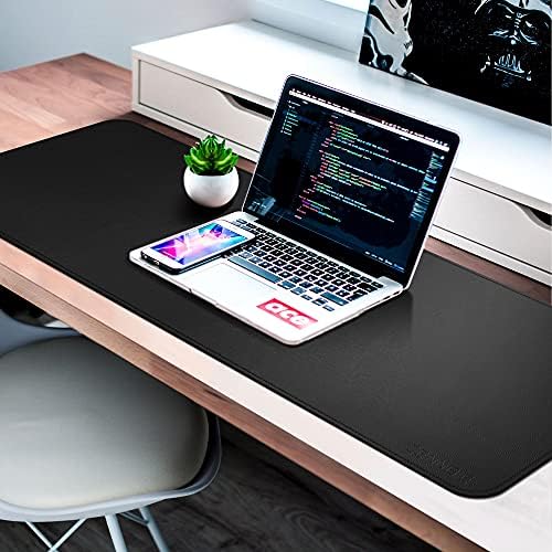 CENNBIE Leather Desk Mat,55" x 19.6" Extra Large Desk Pad Protector (Black)
