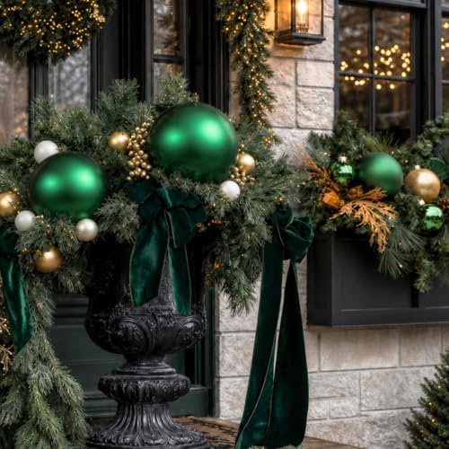 Threan 10 Inch Emerald Green Matte Large Christmas Ball Ornament
