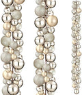 2 Pcs 6 ft Christmas Ball Ornament Garland, Champagne Gold