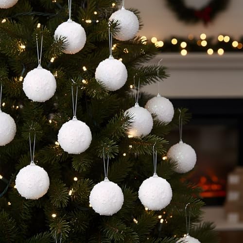 Lyrow 24 Pcs 3.15" Christmas Ball, AB White