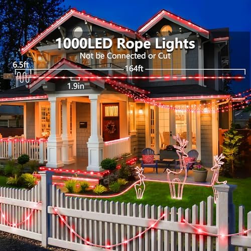 KNONEW 1000 LED Rope Lights Outdoor 164FT Rope Light for Outside Waterproof