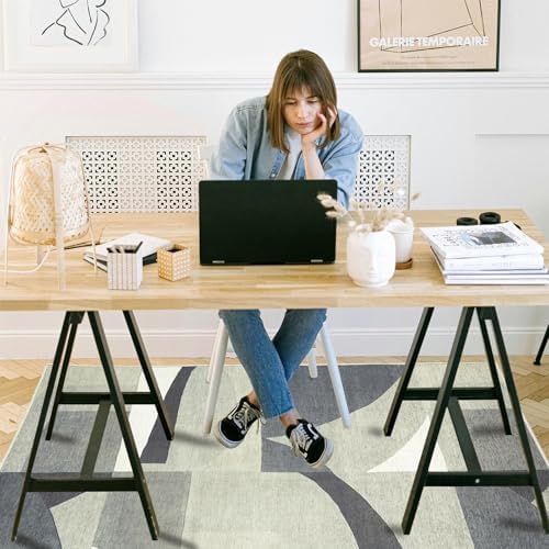 Office Chair Mat for Hardwood Floor, 48"x36" Easy Glide Computer Desk Mat Protector for Rolling Chair Under Desk Rug Nonslip Backing, Machine Wash (Modern)