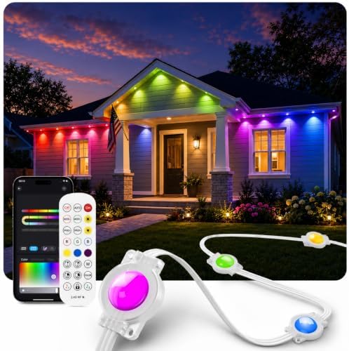 100FT Permanent Outdoor Lights, RGB+IC Eave Light, App & Remote Control