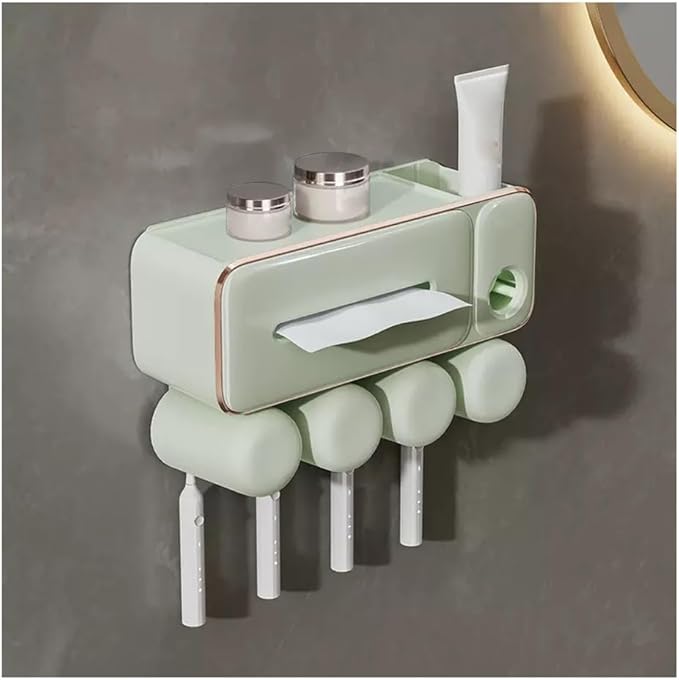 Toothbrush Rack Toothbrush Rack with Face Towel Integrated Mouthwash Cup Toothbrush Cup Shelf Family Wall-Mounted Punch-Free Toothbrush Holder Bathroom Toothbrush Holder(A)