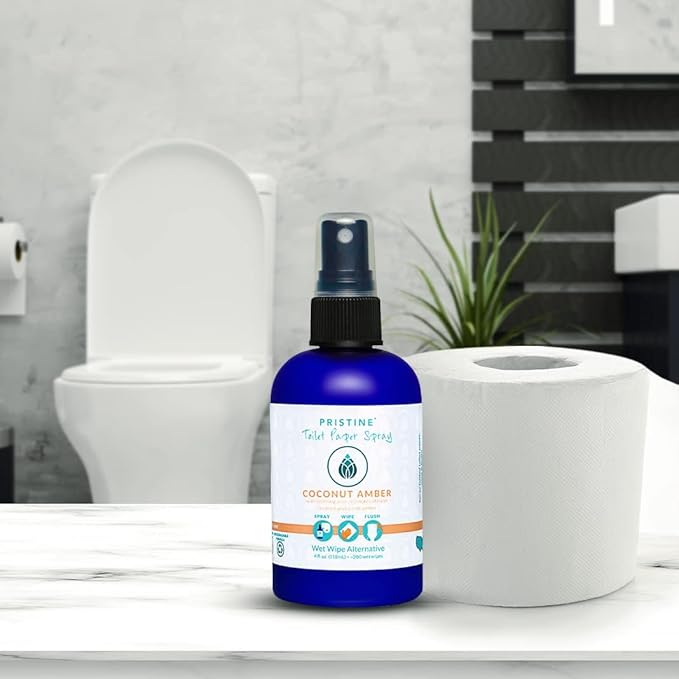 PRISTINE Toilet Paper Spray, As Seen on Shark Tank, Flushable Wipe Alternative, Personal Cleansing Bathroom Spray for Regular Toilet Tissue, Bidet Alternative, Made in USA, Cucumber Bamboo, 1oz Travel