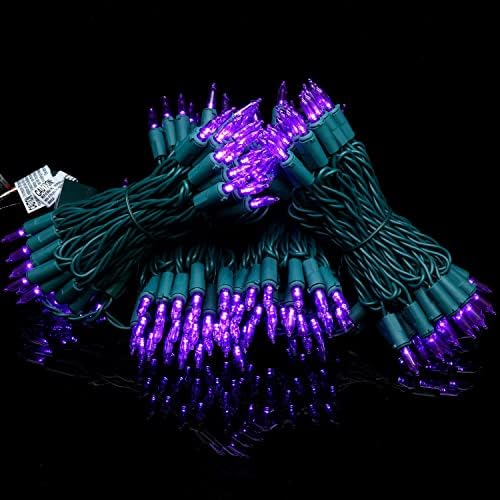 YULETIME 200 Purple LED Christmas Lights, 66 ft Green Wire UL String Light